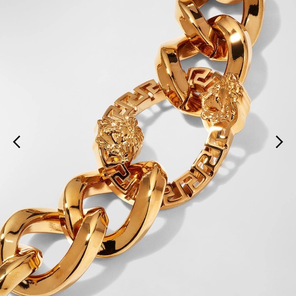 NEW Versace Greca Link Gold Chain Necklace w/ Double Medusa Head Pendant 17” - Picture 2 of 6